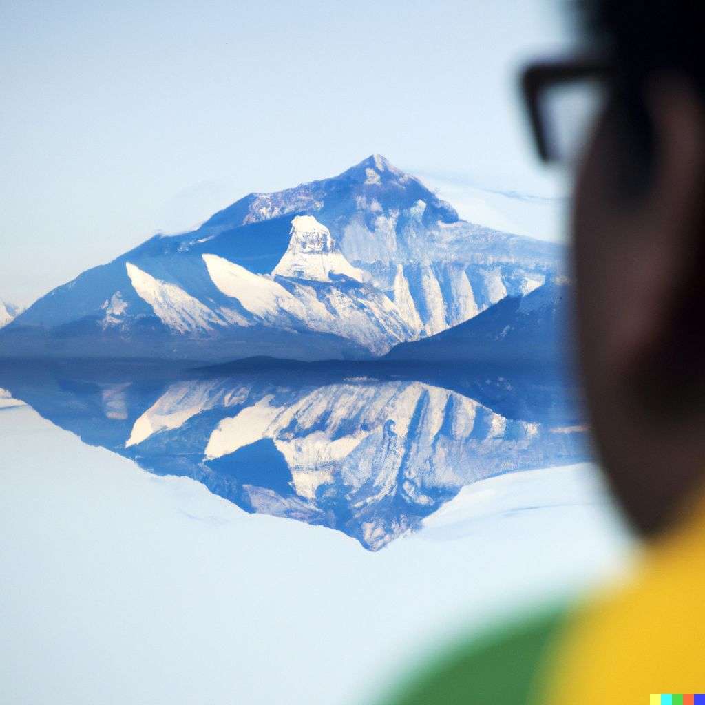 someone gazing at Mount Everest, refraction